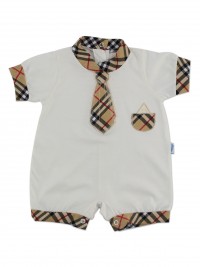 Picture baby footie straw necktie tie. Colour creamy white, size 0-1 month