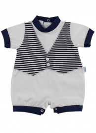 Image baby footie romper vest. Colour white, size 1-3 months