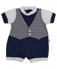 Image baby footie romper vest. Colour blue, size 0-1 month