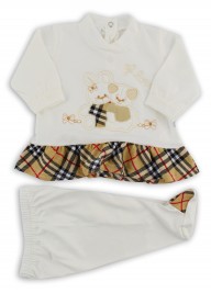Image baby footie cotton outfit j love. Colour creamy white, size 0-1 month