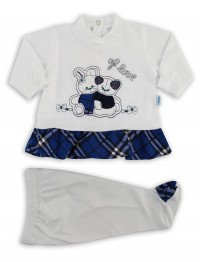 Image baby footie cotton outfit j love. Colour blue, size 1-3 months