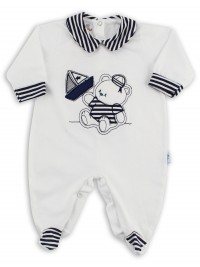 Baby footie jersey striped barchetta picture. Colour white, size 3-6 months