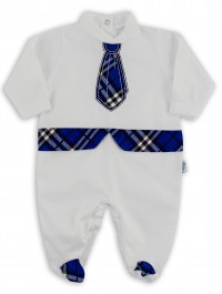 Baby footie image in jersey Scottish tie. Colour blue, size 3-6 months