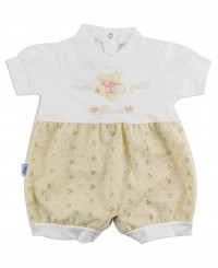 Image baby footie romper mon petit fleur. Colour creamy white, size 6-9 months