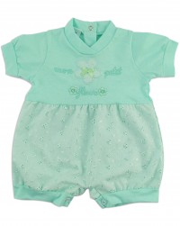 Image baby footie romper mon petit fleur. Colour green, size 3-6 months