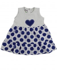 Picture baby footie dress cotton heart and polka dots. Colour blue, size 9-12 months