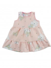 Picture baby footie vest cotton piquet bears and stars. Colour pink, size 6-9 months