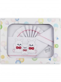 cotton layette three friends. Colour red, one size