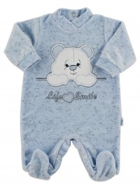Image baby footie chenille life smile. Colour light blue, size 6-9 months