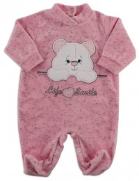 Image baby footie chenille life smile. Colour pink, size 0-1 month
