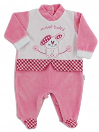 baby footie chenille sweet baby. Colour coral pink, size 3-6 months
