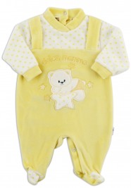 Chenille baby footie image sweet mother. Colour yellow, size 6-9 months