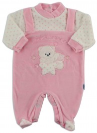Chenille baby footie image sweet mother. Colour pink, size 3-6 months