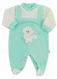 Chenille baby footie image sweet mother. Colour green, size 3-6 months