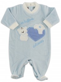 Picture baby chenille footie a dip of sweetness. Colour light blue, size 1-3 months