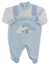 Picture baby chenille footie x always my. Colour light blue, size 0-1 month