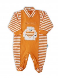 Picture baby footie jersey loves. Colour orange, size 3-6 months