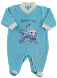 Baby image footie chenille dreams gold star. Colour turquoise, size 3-6 months