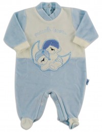 Picture baby footie in chenille small treasures bedtime. Colour light blue, size 6-9 months