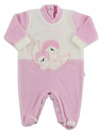 Picture baby footie in chenille small treasures bedtime. Colour pink, size 6-9 months