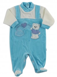 Picture baby footie chenille baby bear rainbow heart. Colour turquoise, size 3-6 months