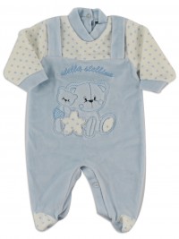 Image baby footie chenille star star. Colour light blue, size 6-9 months
