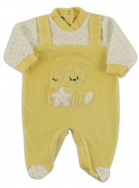 Image baby footie chenille star star. Colour yellow, size 6-9 months