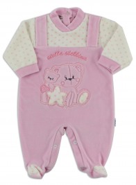 Image baby footie chenille star star. Colour pink, size 6-9 months