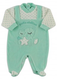 Image baby footie chenille star star. Colour green, size 6-9 months