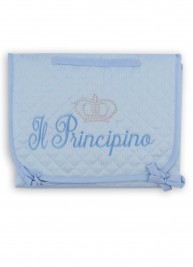 Image accompanied travel changing mat in cotton. Colour light blue, one size