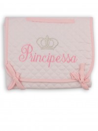 Image accompanied travel changing mat in cotton. Colour pink, one size
