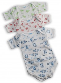 Half-sleeved printed cotton body image. Colour light blue, size 6-9 months