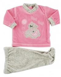 baby footie outfit chenille flies balloon. Colour coral pink, size 0-1 month