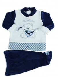 Picture baby footie outfit chenille pamper me. Colour blue, size 1-3 months