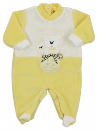 Baby image footie chenille super friend. Colour yellow, size 6-9 months