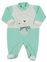 Baby image footie chenille super friend. Colour green, size 6-9 months
