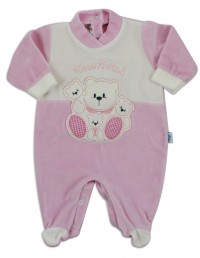 Baby footie image in chenille very tender. Colour pink, size 0-1 month