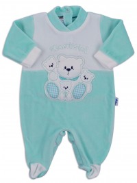 Baby footie image in chenille very tender. Colour green, size 0-1 month