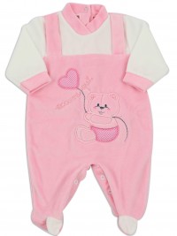 Picture baby footie chenille here I am. Colour pink, size 6-9 months