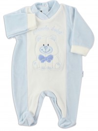 Picture baby footie chenille smallobeb. Colour light blue, size 0-1 month