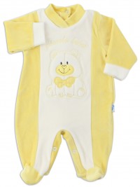 Picture baby footie chenille smallobeb. Colour yellow, size 0-1 month