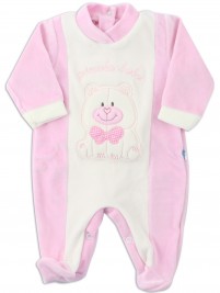 Picture baby footie chenille smallobeb. Colour pink, size 0-1 month