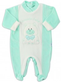 Picture baby footie chenille smallobeb. Colour green, size 0-1 month