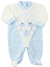 Picture baby footie chenille little friends. Colour light blue, size 6-9 months