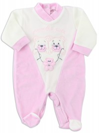 Picture baby footie chenille little friends. Colour pink, size 6-9 months
