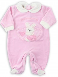 Picture baby footie chenille tender hearts. Colour pink, size 3-6 months