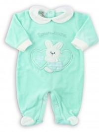 Picture baby chenille footie tender hearts. Colour green, size 0-1 month