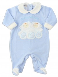 Picture baby footie chenille heart friend. Colour light blue, size 0-1 month