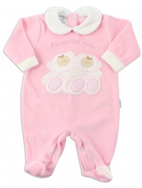 Picture baby footie chenille heart friend. Colour pink, size 6-9 months
