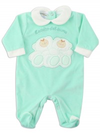 Picture baby footie chenille heart friend. Colour green, size 3-6 months